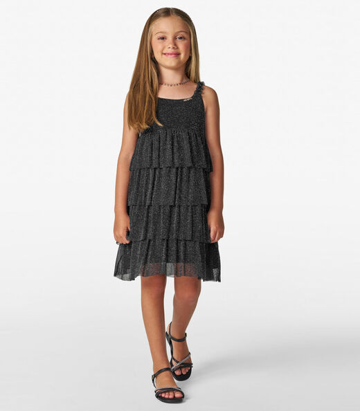 Vestido Infantil em Tule Shine Duo Trick Nick Preto