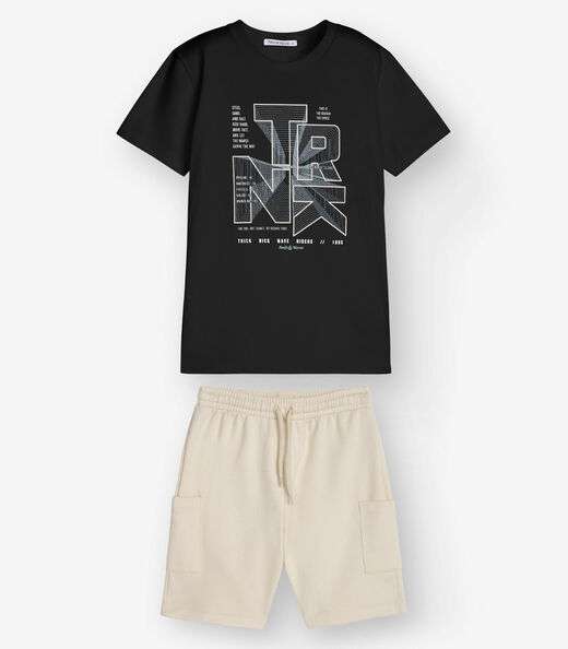 Conjunto Camiseta com Bermuda Menino Trick Nick Preto