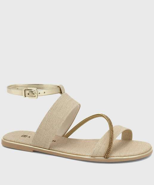 Image_Sandália Feminina Rasteira Strass Ramarim Dourado