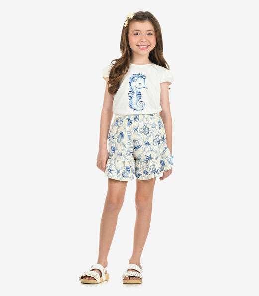 Conjunto Blusa Com Shorts Rovi Kids Bege