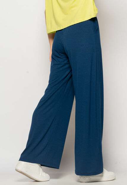 Calça Wide Leg Com Bolso Malha Marinho Salvatore Fashion