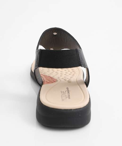 Sandália Feminina Rasteira Pedras Sintéticas Modare Preto