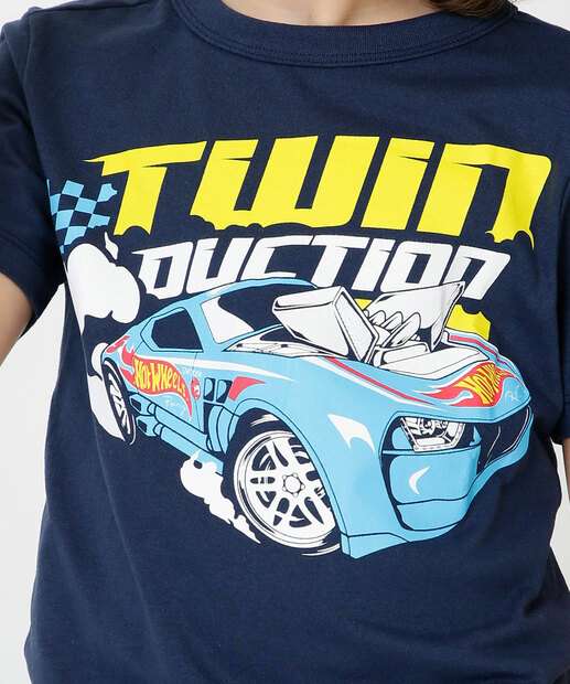 Camiseta Infantil Estampa Frontal Hotwheels Tam 4 a 10