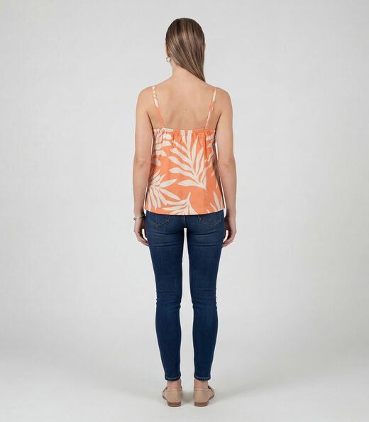 Blusa de Alça Tecido Viscose Infinita Cor Laranja