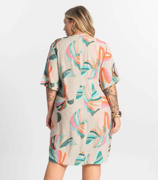 Vestido Curto Secret Glam Bege