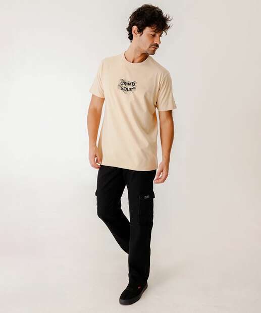Camiseta Masculina Estampa Frontal Marisa Bege