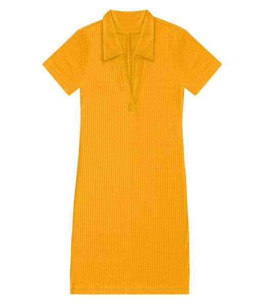 Vestido De Ribana Canelado Feminino Endless Amarelo