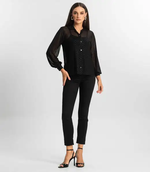 Conjunto De Camisa Tule Com Top Endless Preto