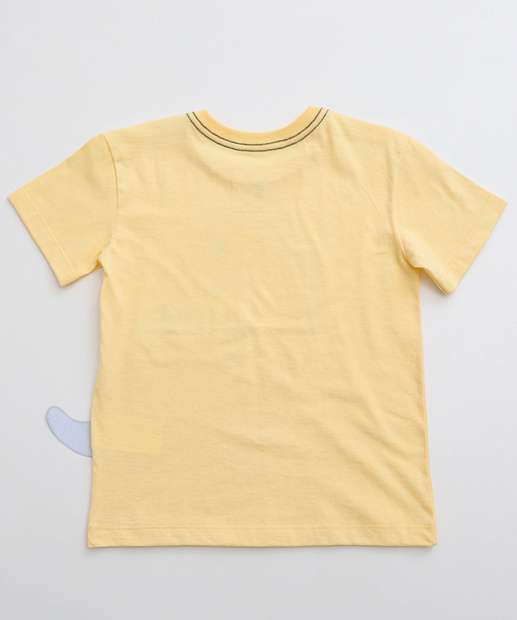 Camiseta Infantil Dinossauro Interativo MR Tam 1 a 3 Amarelo