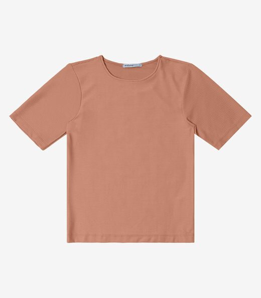Blusa Feminina Manga Curta em Poly Endless Marrom