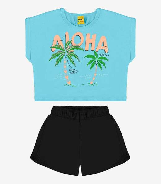 Conjunto Infantil Feminino Aloha Rovi Kids Azul