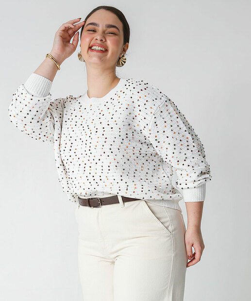 Image_Suéter Plus Size Feminino Tricô Poá Marisa Off White