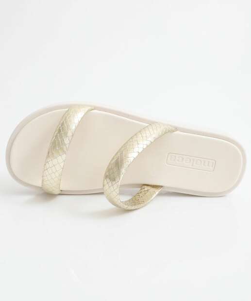 Tamanco Feminino Flatform Tiras Moleca Dourado