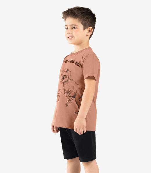 Image_Conjunto Infantil Camiseta Com Bermuda Rovi Kids Marrom