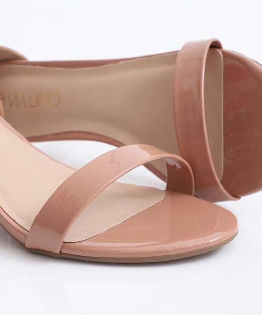 Sandália Salto Fino Feminina Verniz Via Uno Bege