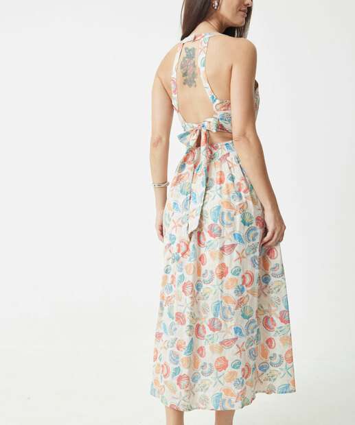 Vestido Midi Feminino Estampado Marisa