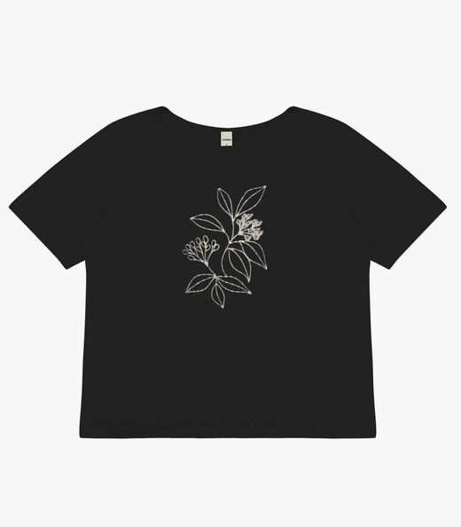 Blusa Feminina Viscotorcion Com Estampa Rovitex Preto