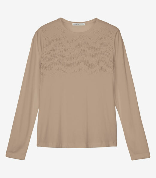 Blusa Feminina Manga Longa Com Estampa Endless Marrom