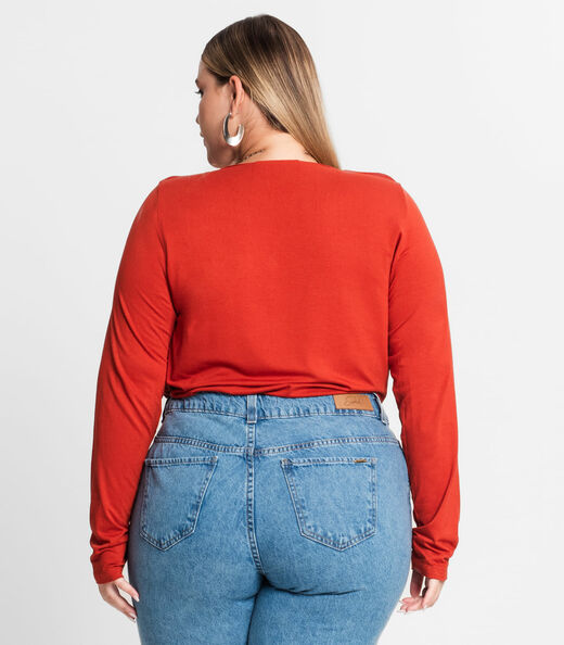 Blusa Manga Longa Viscotorcion Secret Glam Laranja