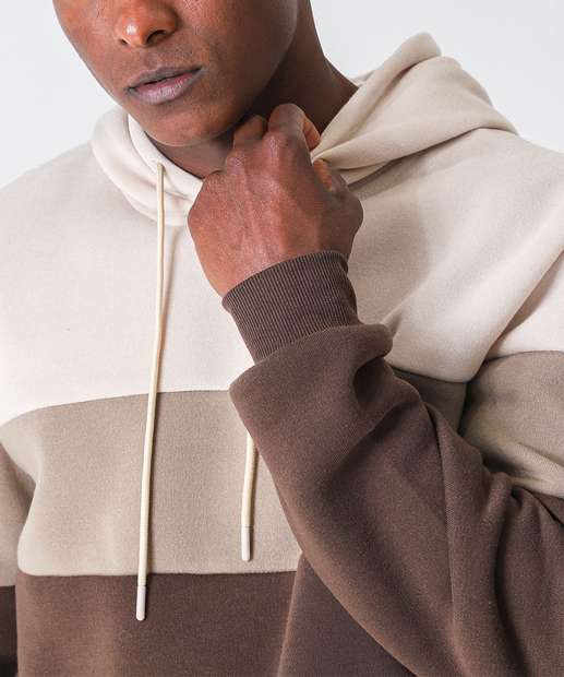 Blusão Masculino Moletom Capuz Marisa Marrom