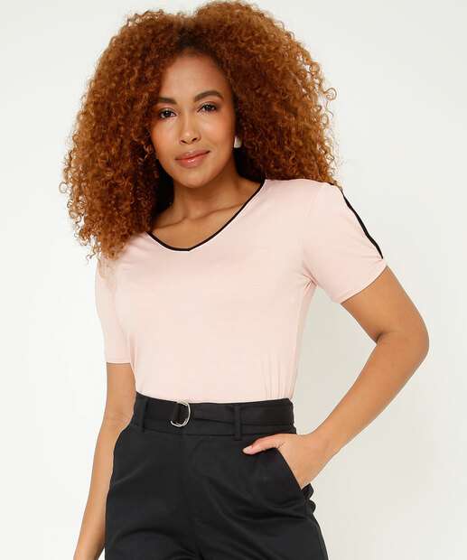 Blusa Feminina Viscolycra Vazada Manga Curta Marisa