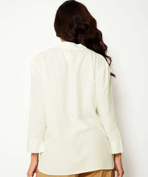 Camisa Feminina Transpassada Manga Longa Marisa 