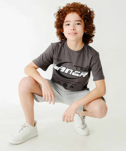 Camiseta Juvenil Manga Curta Estampada MR Tam 10 a 16 