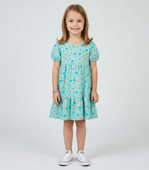 Vestido Infantil Com Franzido na Saia Select Azul