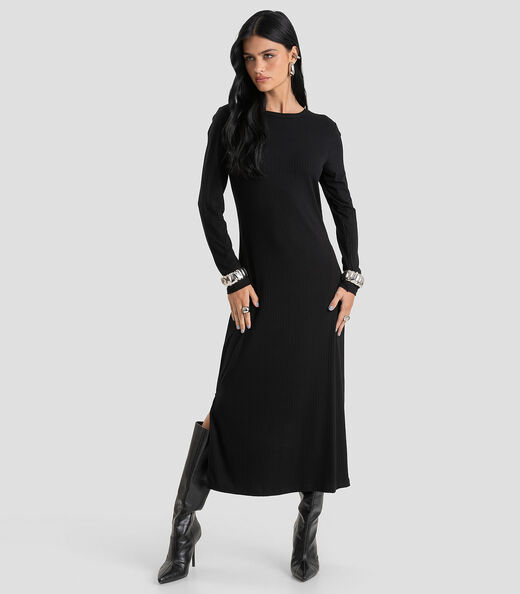 Image_Vestido Feminino Super Midi Canelado Dianna Preto