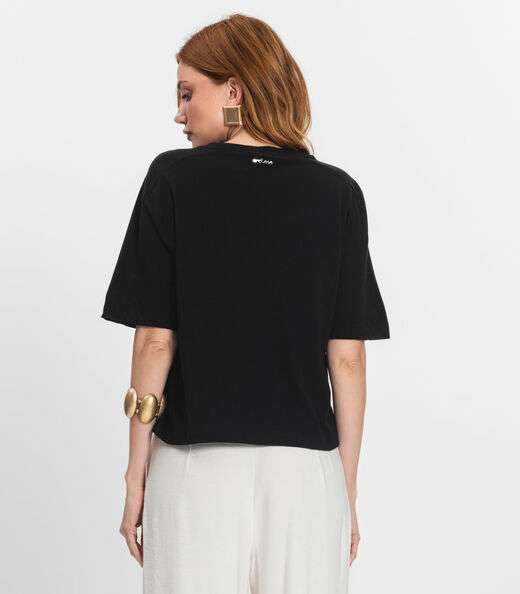 T- Shirt Feminina Manga Curta Endless Preto
