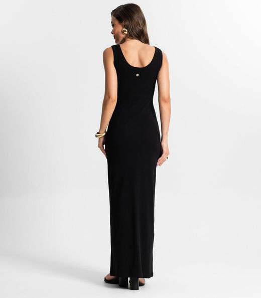 Vestido Midi De Ribana Feminino Endless Preto