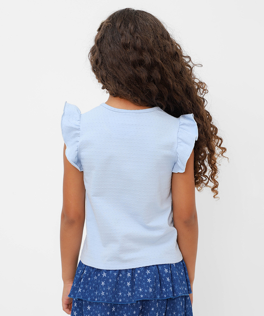 Blusa Infantil Cotton Textura Marisa Tam 4 a 10 Azul