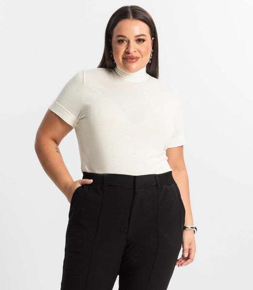Image_Blusa Gola Alta Feminina Plus Size Secret Glam Bege