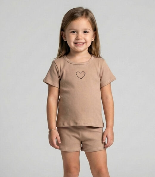 Image_Conjunto Infantil Menina Blusa e Short Select Marrom