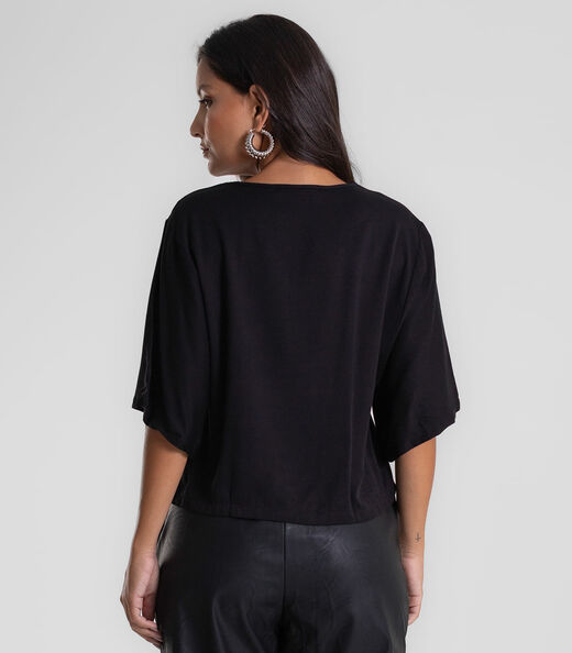 Blusa Feminina Box Manga Ampla Viscose Endless Preto