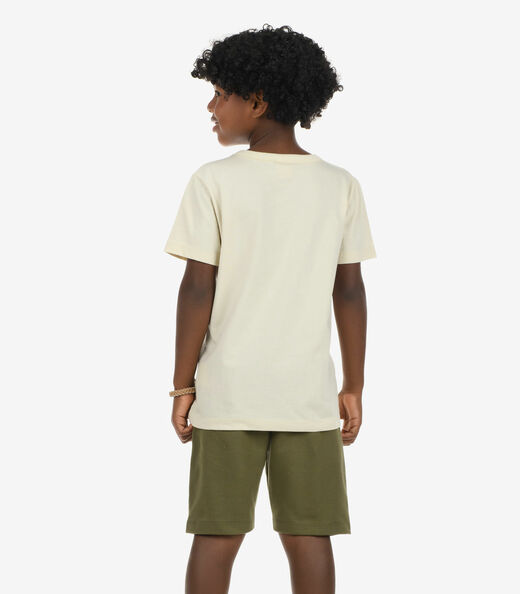 Conjunto Camiseta com Bermuda Masculino Rovi Kids Bege