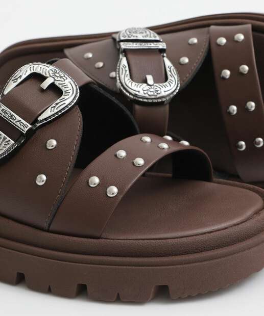 Rasteirinha Feminina Birken Fivelas Moleca Marrom
