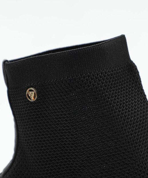 Bota Feminina Knit Cano Curto Via Uno 172061 Preto