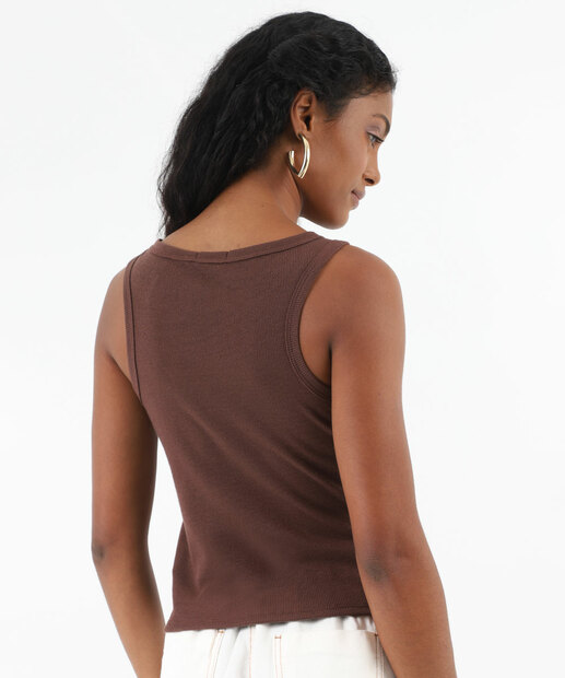 Blusa Regata Feminina Canelado Marisa Marrom