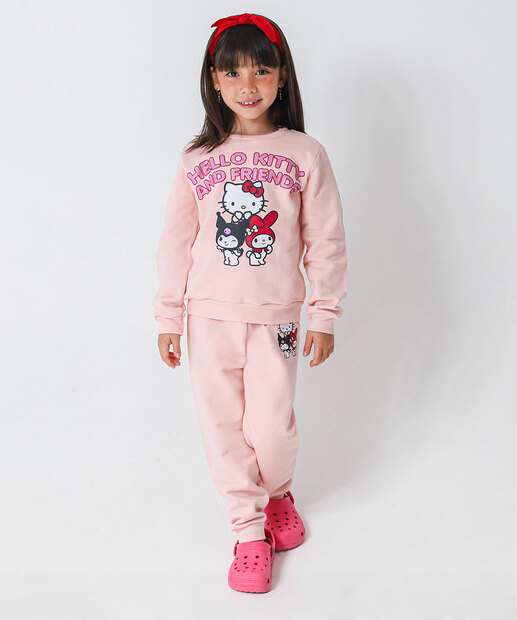 Image_Calça Infantil Moletom Estampa Hello Kitty Tam 4 a 10 Rosa