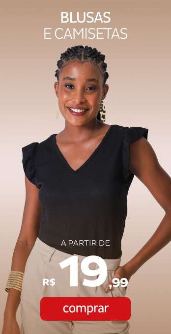 Blusas e camisetas a partir de R$19,99