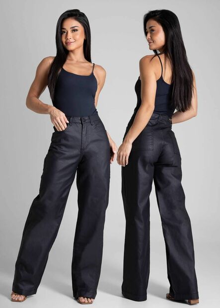 Cal?a Resinada Sawary Wide Leg -282589