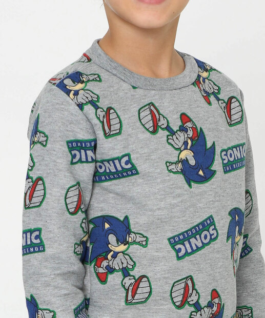 Blusão Infantil Moletom Flanelado Sonic Tam 4 a 10 Cinza