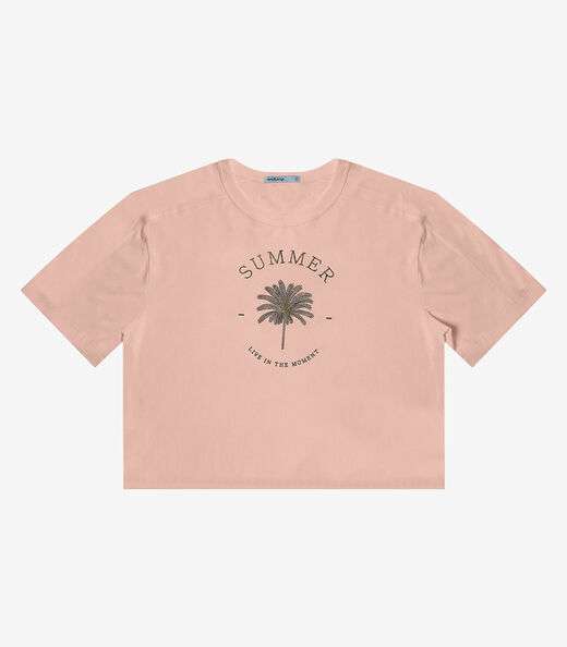T- Shirt Feminina Manga Curta Endless Rosa