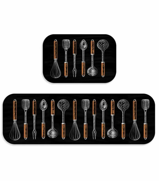 Jogo De Tapetes Para Cozinha Wevans Preto