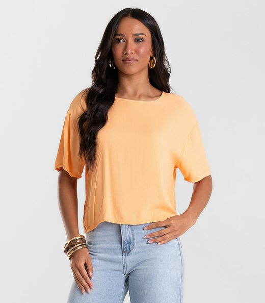 Blusa Feminina Box Em Tecido Viscose Rovitex Laranja