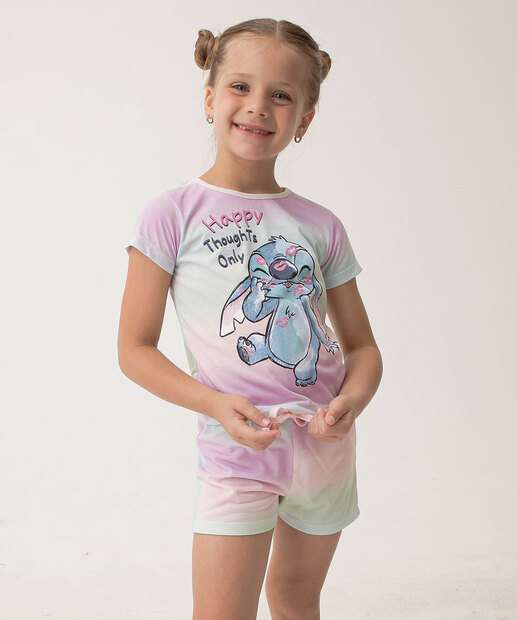 Image_Pijama Infantil Stitch Degradê Manga Curta Disney Tam 4 a 12