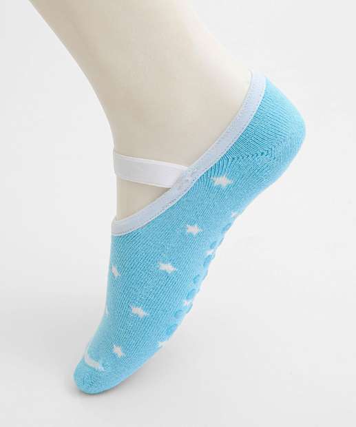 Meia Sapatilha Feminina Antiderrapante Marisa Azul