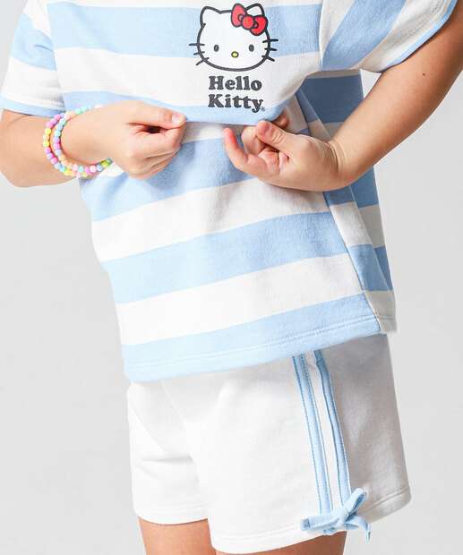 Conjunto Infantil Listrado Hello Kitty Tam 4 a 10 Off White