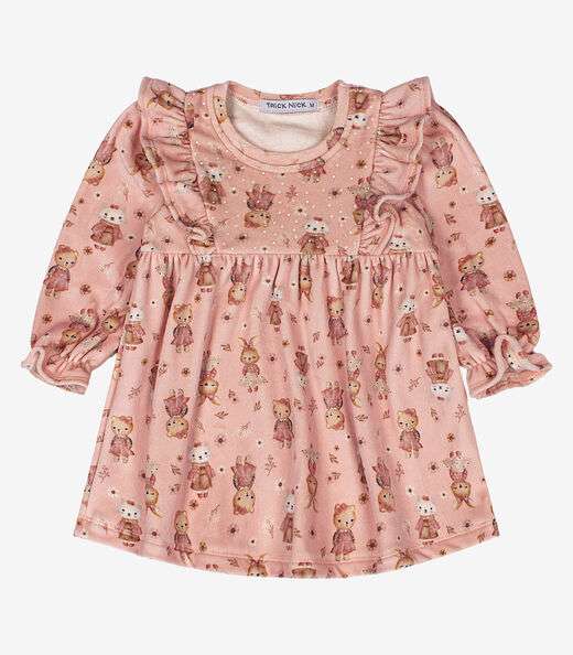 Image_Vestido Infantil Manga Longa Trick Nick Rosa